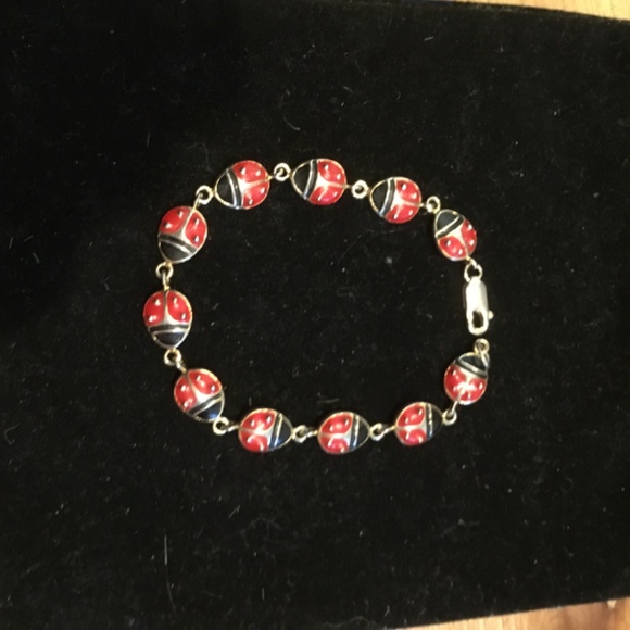 🐞 Ladybug Sterling Rhodium Bracelet, Marked FAS 🐞 - Picture 8 of 9